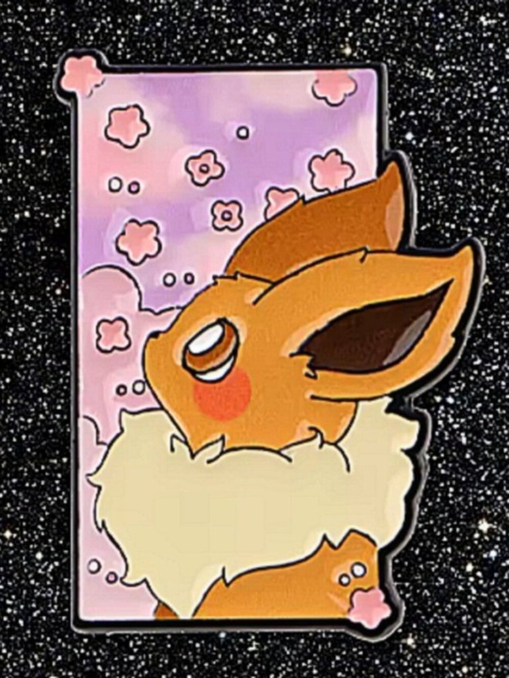 Pokemon Eevee Dreamy Portrait Enamel Pin Cute Pink Sakura Background Design